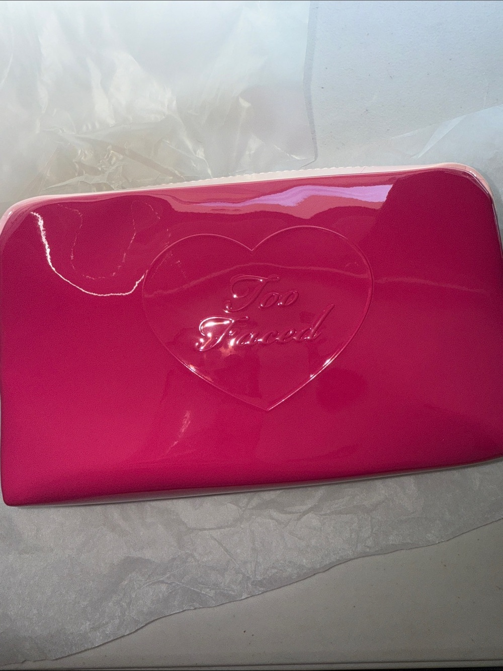 Too Faced Hot Pink Patent Cosmetic Pouch